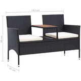 Poli Vrtni dvosjed sa stolićem za kavu 143 cm od poliratana crni | shoptok.hr
