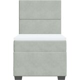 vidaXL Box spring postelja z vzmetnico svetlo siva 90x200 cm žamet | Shoptok.si