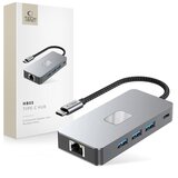 TECH-PROTECT HB05 HUB ADAPTER 9IN1 TYPE-C + USB2.0 + USB3.0 + HDMI 4K 60HZ + SD/TF + PD100W + RJ45 1000M SPACE GREY, (5000302882) u