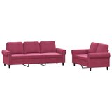  2-dijelni set sofa s jastucima crvena boja vina baršunasti | shoptok.hr