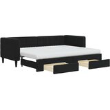  Dnevni krevet na razvlačenje s ladicama crni 80 x 200 cm baršun | shoptok.hr