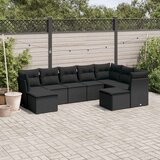  9-dijelni set vrtnih sofa s jastucima crni od poliratana Cijene
