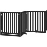  Vrata za pse s vratašcima 8 panela sklopiva 640 cm drvo topole Crna 80 x 90 x 2 cm | Shoptok.si