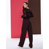 Sinsay Wide leg hlače s naborima i dekorativnim remenom | shoptok.hr