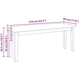  Klupa 110 cm smeđa guma od punog drveta | shoptok.hr