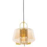 QAZQA Art deco viseča svetilka zlata z jantarnim steklom 30 cm - Kevin Cene
