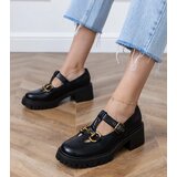 Gemre Black loafers with thick soles and gold embellishment Hartis | Shoptok.si