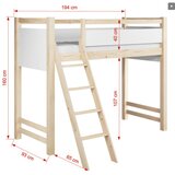 Drveni dječji povišeni krevet VESPER - bijeli - 190x90 cm - Madrac PE pjena 8 cm-spužvasti madrac | shoptok.hr