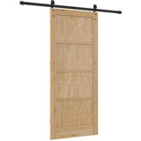  Klizna vrata Prirodna i crna 86 x 198,5 cm Masivna borovina | shoptok.hr