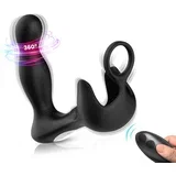 Surround Vibrator Anal & Testicles Stimulator Ring Remote Control Black