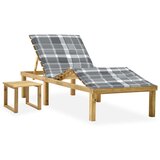 Maison Chic Vrtni Ležalnik - Sončna ležalnik z mizico in blazino impregnirana borovina, (22043342) | Shoptok.si