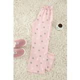 Trendyol Pink 100% Cotton Star Patterned Muslin Woven Pajama Bottoms