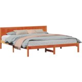  Konstrukcija postelje Rjava 200 x 200 cm Trden borov les, (5000022883) | Shoptok.si