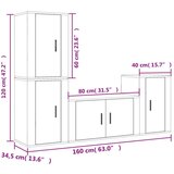  4-dijelni set TV ormarića sivog sonome konstruirano drvo | shoptok.hr