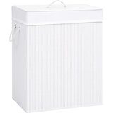  Košara za rublje od bambusa s 2 odjeljka bijela 100 L | shoptok.hr