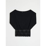 Sinsay Pamučna bluza s čipkom | shoptok.hr