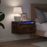 Zidni noćni ormarići s LED svjetlima 2kom boja dimljenog hrasta | shoptok.hr