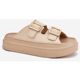 Boto Women's Platform Sandals with Golden Buckles Beige Zorila | Shoptok.si