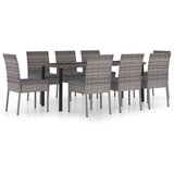 Poli 9-dijelni vrtni blagovaonski set od poliratana sivi | shoptok.hr