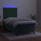  Krevet box spring s madracem LED tamnozeleni 90x190 cm baršun | shoptok.hr