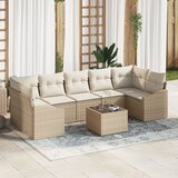 vidaXL 8-dijelni vrtni sofa set s jastučićima Bež Poli Ratan Cijene