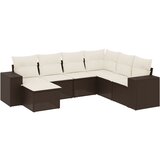 Maison Chic Seti vrtnega pohištva - Vrtna garnitura - Vrtni pohištvo set 7-delna z blazinami rjav poli ratan, (21801557) | Shoptok.si