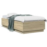  Okvir za krevet s LED svjetlima boja hrasta 90 x 200 cm drveni | Eponuda.com