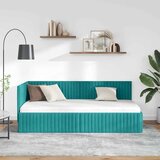  Kutni okvir kreveta s uzglavljem Tirkizna 90 cm x 190 cm Baršun | shoptok.hr