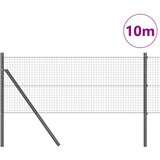 vidaXL Varjena žična ograja z 7 stebrički Siva 0,8x10 m Jeklo | Shoptok.si