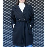 Gemre Elegant Black Oversized Belted Coat Bahera | shoptok.hr