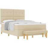vidaXL Box spring krevet s madracem i klupom krem 160x200 cm tkanina Cijene