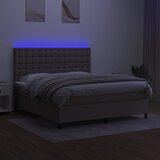 Krevet box spring s madracem LED smeđesivi 180x200 cm tkanina | shoptok.hr