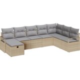 vidaXL 8-delni set vrtne sedežne garniture z blazinami bež poli ratan | Shoptok.si