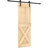  Klizna vrata Prirodna i crna 70 x 210 cm Čvrsta borovina | shoptok.hr