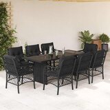  9-dijelni vrtni blagovaonski set s jastucima crni od poliratana | shoptok.hr