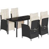 5-dijelni vrtni blagovaonski set s jastucima od poliratana crni | shoptok.hr