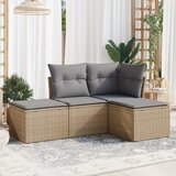 Maison Chic Seti vrtnega pohištva - Vrtna garnitura - Vrtni pohištvo set 4-delna z blazinami bež poli ratan, (21820138) | Shoptok.si