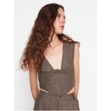 Trendyol Brown Women's Plaid Crop Top - Women | Shoptok.si
