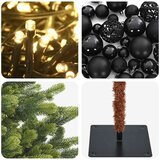  Umjetno božićno drvce s kuglicom 120 cm 150 LED lampica - Zelena 120 cm s LED-ima i crnim lopticama | shoptok.hr