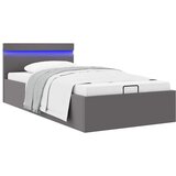 Maison Chic Dvižni Posteljni okvir - Enojna postelja - Postelja za odrasle LED sivo umetno usnje 90x200 cm, (21696569) | Shoptok.si
