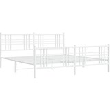 vidaXL Metalni okvir kreveta uzglavlje i podnožje bijeli 200x200 cm | shoptok.hr