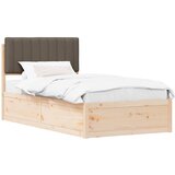 vidaXL Posteljni okvir z oblazinjenim vzglavjem Taupe 100 x 200 cm, (5000101427) | Shoptok.si