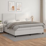  s oprugama i madracem bijeli 200x200 cm umjetna koža | shoptok.hr