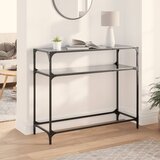 Maison Chic konzolna miza - miza ob steni s črno stekleno površino 98x35x81 cm jeklo, (21785850) | Shoptok.si