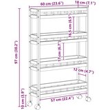  Kuhinjska Kolica s Kotačima Prirodna 60 x 18 x 97 cm Bambus | shoptok.hr