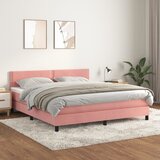 The Living Store Box spring postelja z vzmetnico roza 160x200 cm žamet - Box Spring Postelja, (21445766) Cene