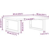  Zidna polica za Lavabo - Umivaonik od čelika i masivne hrastovine - svijetlo smeđa i bijela 60 x 50 x 2 cm 1 Pravokutno | shoptok.hr