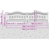  Vrat z konico KAMPEN 404 x 100 cm Jeklo Siva Zaklenljivo, (5000300987) Slike