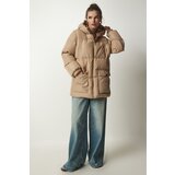  Women's Beige Hooded Down Jacket | shoptok.hr
