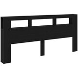  Uređaj za pohranu s uzglavljem i LED svjetlima Crna hrastovina 220x18 5x103 5 cm | shoptok.hr